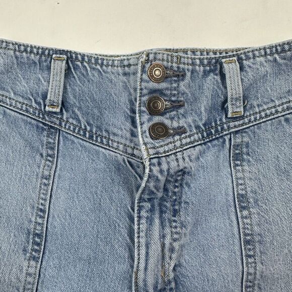 Abercrombie & Fitch 24 / 00 A&F Mom Jean Denim Blue High Rise Cut-Off Light Wash - Picture 6 of 11